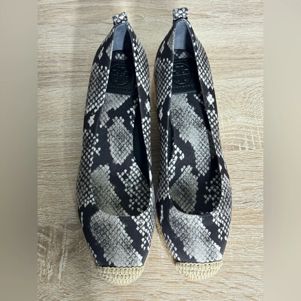 Tory Burch Jute Women 8 Snack Heather Espadrille Wedge Ballet Skimmer Shoes